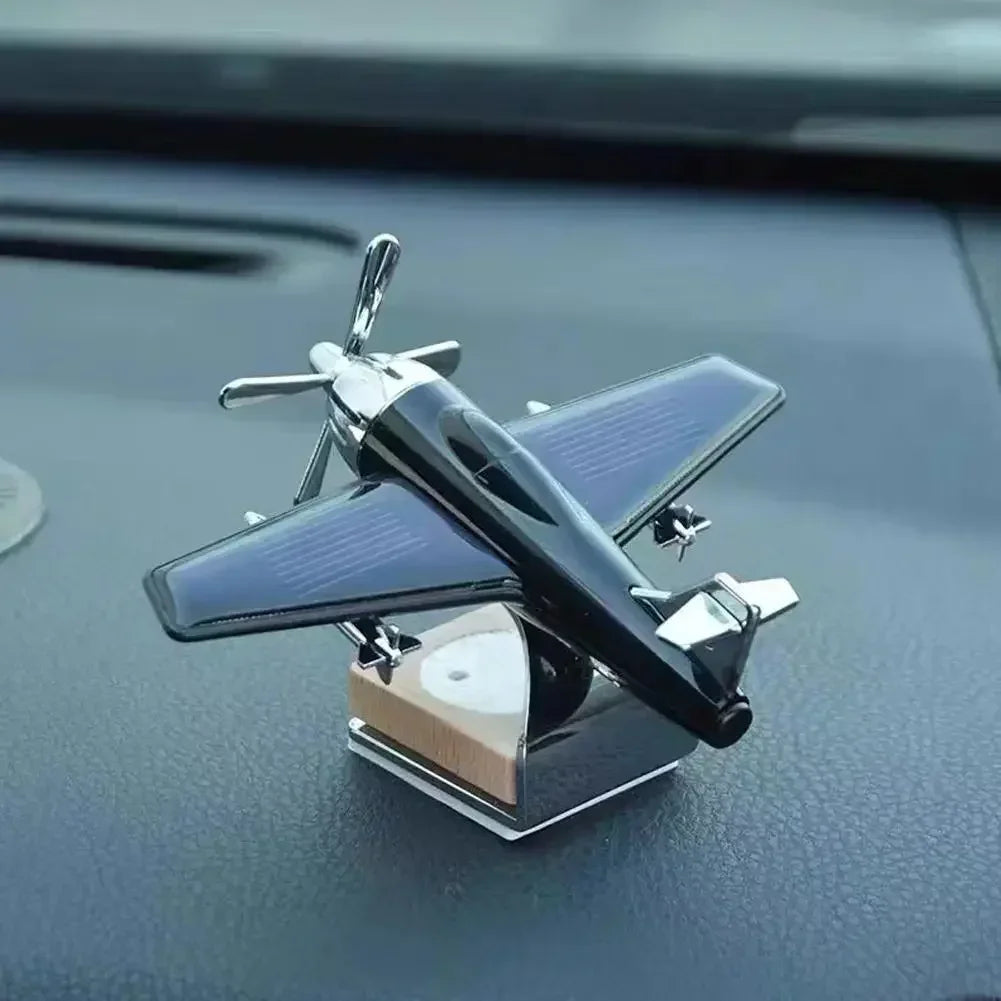 Car Essential Oil Diffuser Solar Airplane Air Freshener Wooden Base Fragrance Aromatherapy Diffuser Ornaments Auto Accessories