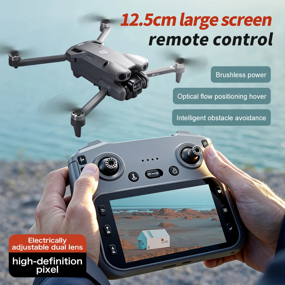 New Drone With 4K Dual Cameras 4.3-inch Screen Brushless Drone WiFi Professional Aerial Photography Mini Drones RC Quadcopter