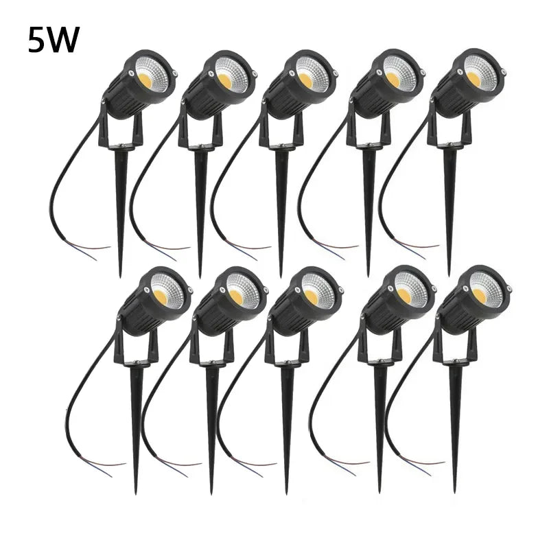 LED Garden Lawn Lamp 5W 10W 15W Outdoor Waterprof IP65 220V110V12V24V Landscape Spike Bulb Garden Path COB Lawn Spotlights