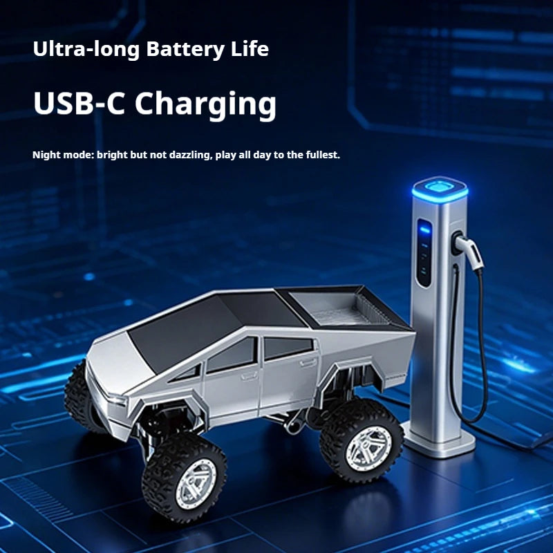 1：64 Mini Remote Control Off Road Truck Alloy Shell Rechargeable With Led Lights Anti Collision Night Play Electric Toy For Kids