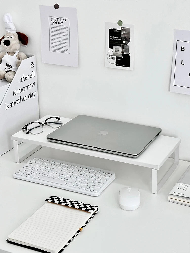Desktop Cuter Monitor Riser Stand Office Desk Organizer Bookelf Storage Solution Simple Design Wood Material Tabletop Pl...