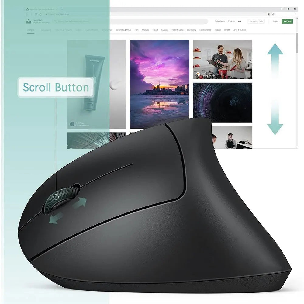 Wireless Mouse Vertical USB 2.4GHz Ergonomic 800/1200/1600 DPI 6 Mute Buttons For MacBook Tablet Laptops PC Computer Accessories