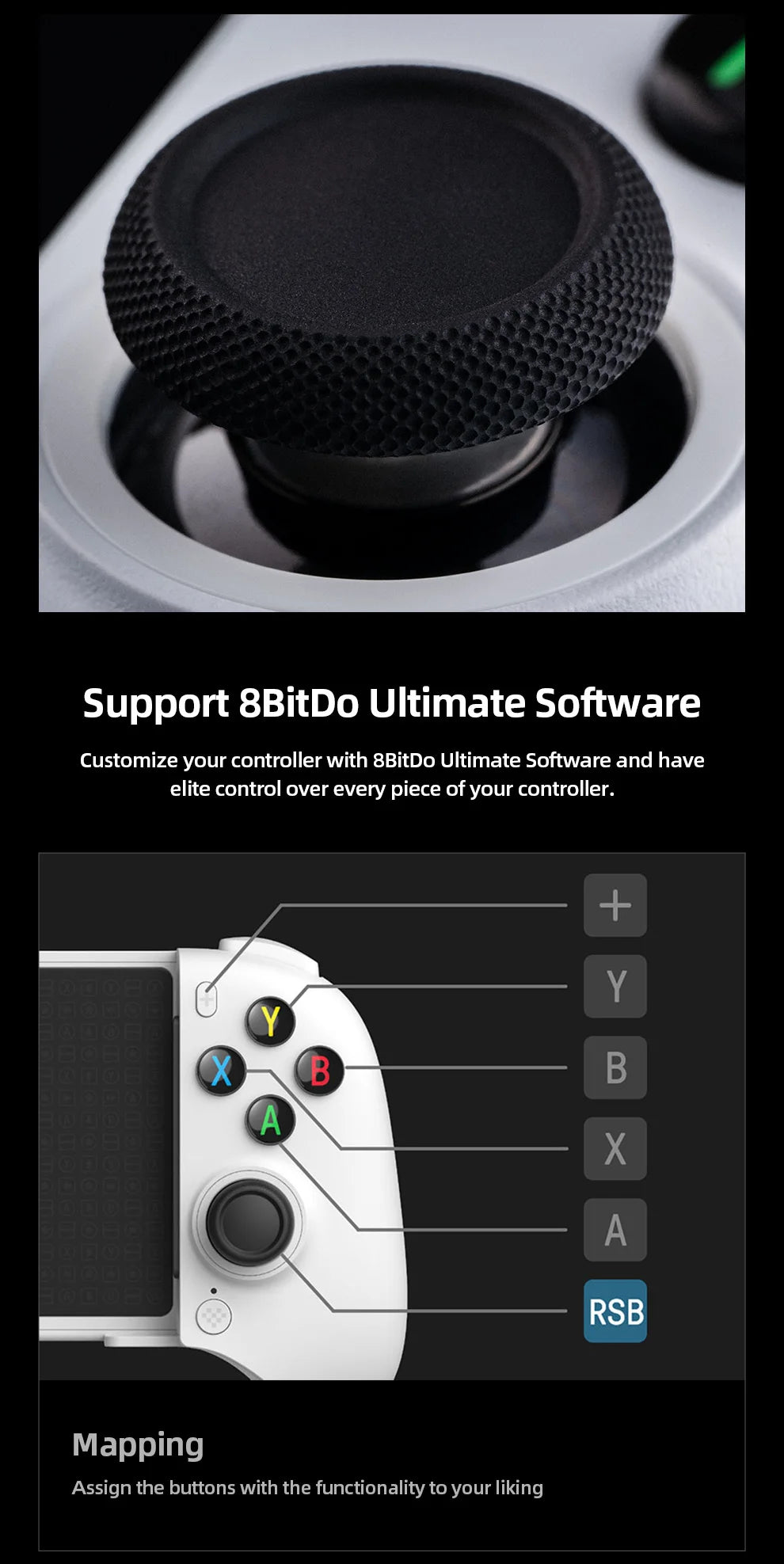 8BitDo Ultimate Bluetooth Mobile Game Controller，Gamepad with Hall Effect Joysticks Triggers for Android Smartphones and Tablets