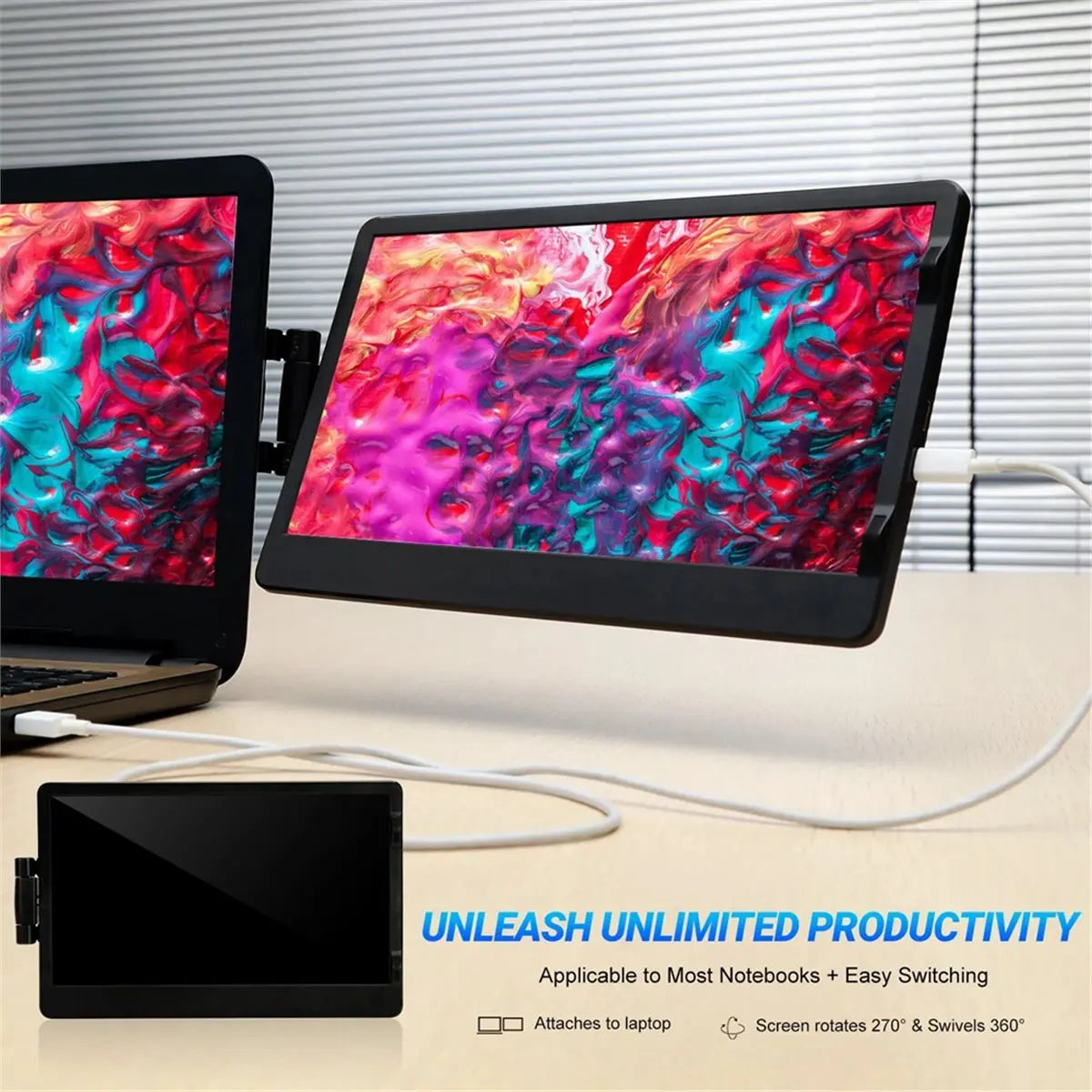 Punctual- 11.6 Inch EM116 Laptop Expansion Screen Game Monitor Portable Computer Display Monitor for Laptop Gaming