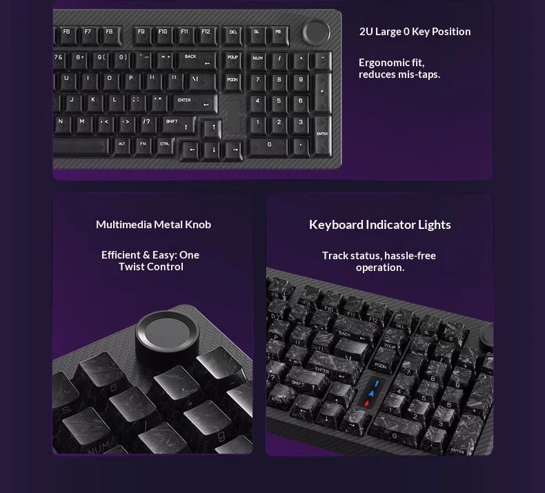 SKN Qinglong Mechanical Keyboard Gaming Custom Wireless Tri Mode Dual 8K Composite Carbon Fiber RGB Backlit Suspension Office