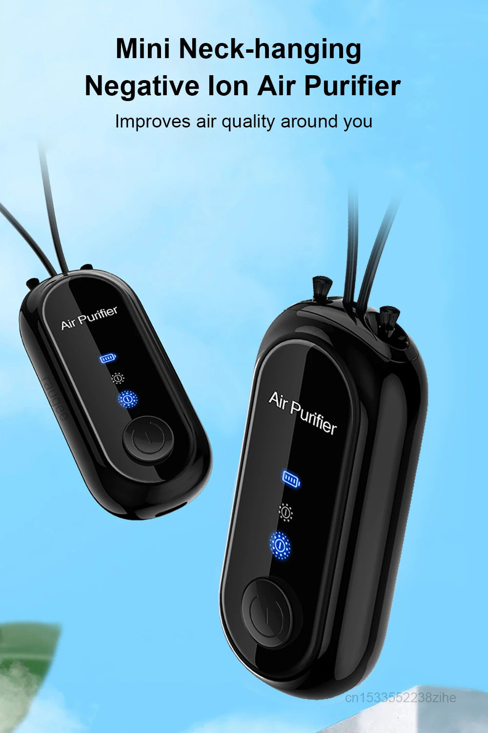 Air Purifier Negative Ion Generator Mini Hanging Neck Air Purifier Portable Air Freshener for Car Home Smoke PM2.5 Virus Remover