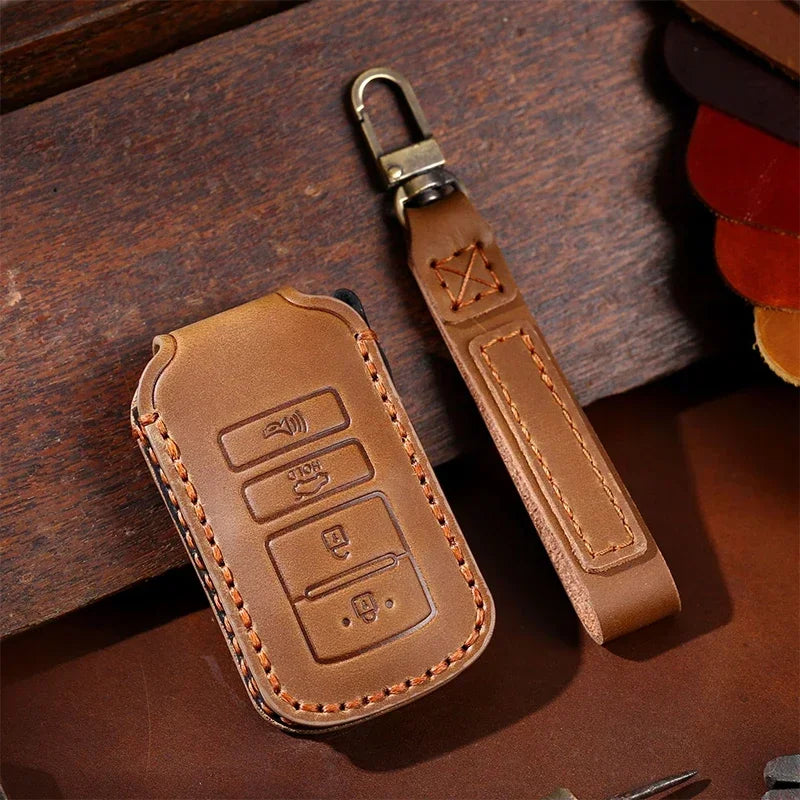 Luxury Leather Car Key Case Cover Fob Protect for Kia 4 Button Sorento K900 K7 Cadenza Accessories Keychain Holder Shell Bag
