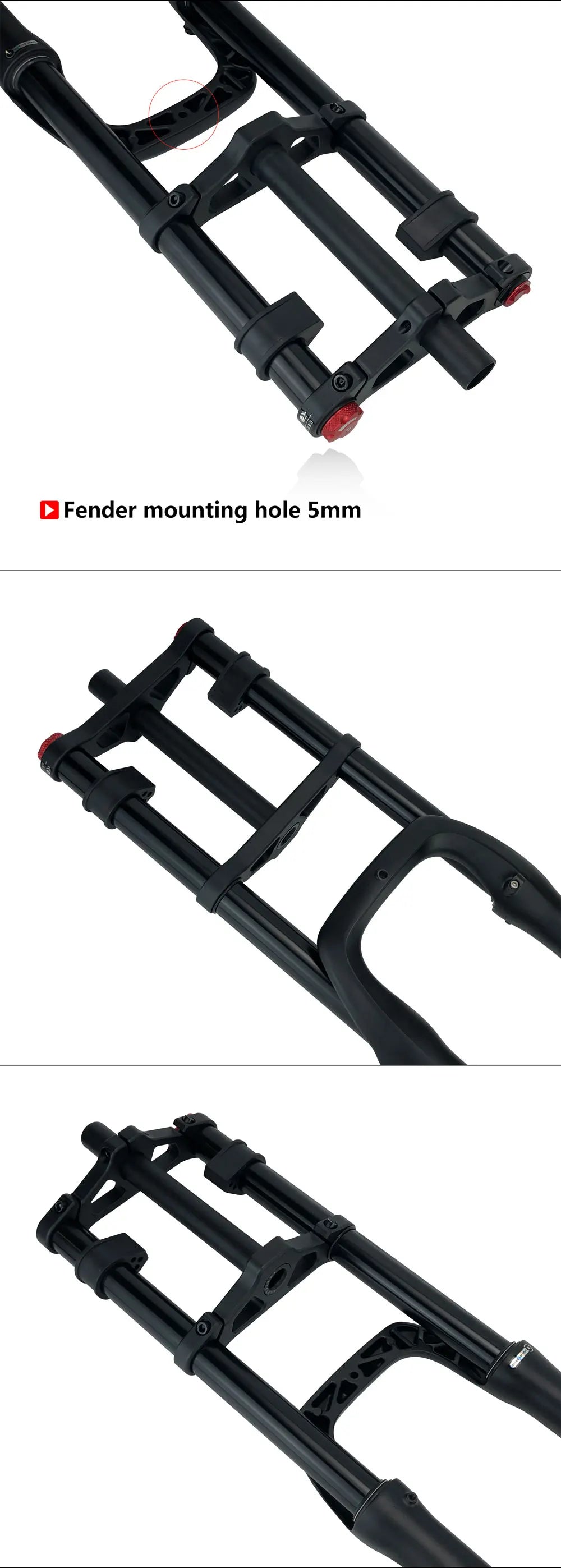 20x4.0 26*4.0 Dual Crown Motor Fork QR 9*135mm 15*135mm Beach Snow Bike Electric Fat Tire Bike Motorcycle Double Crown Air Fork