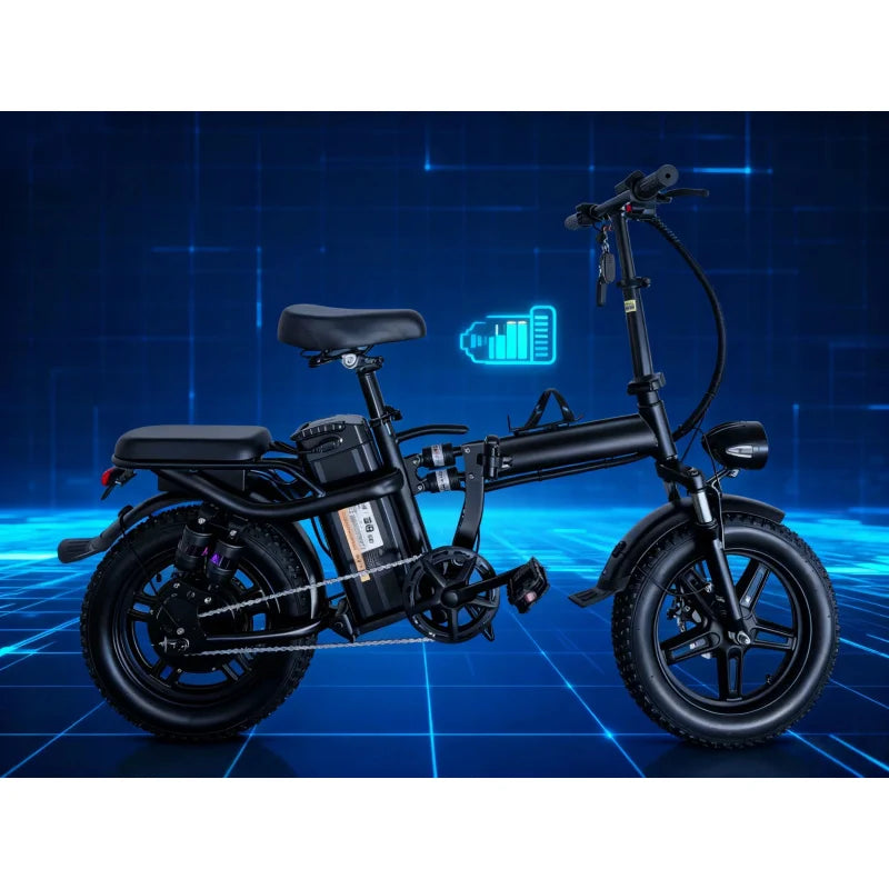30AH long-range electric bicycle, 800W-48V motor, 16-inch high carbon steel frame, foldable adult mobility E-Bike