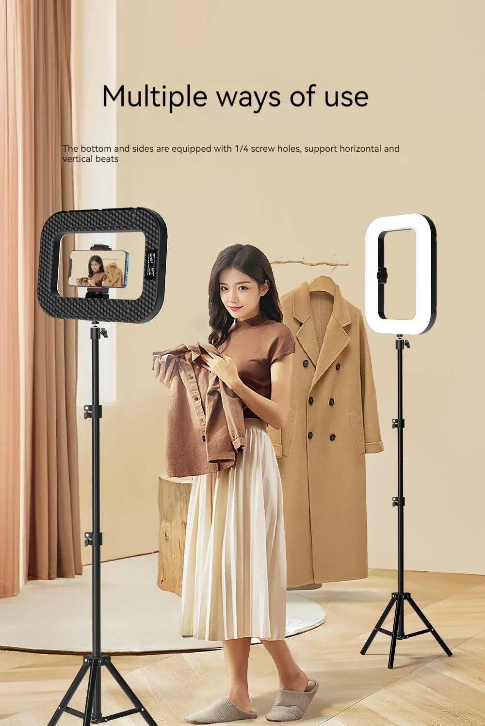 Rechargeable LED Ring Light for Phone - Handheld & Desktop Fill Light, Perfect for Live Streaming, Selfies, Pet Photography