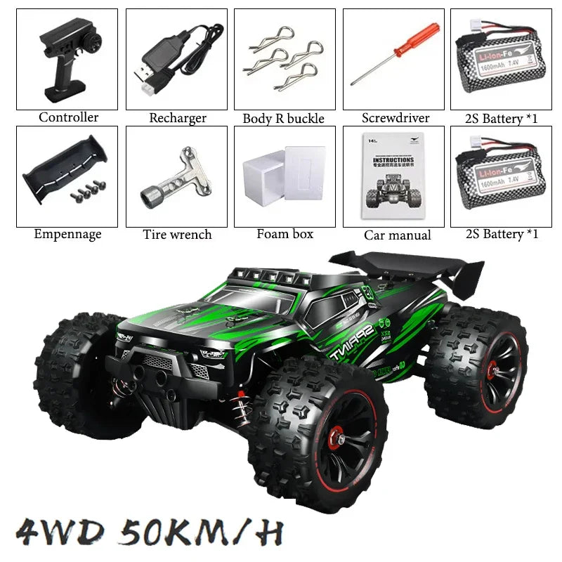 1:16 85KM/H Or 50KM/H 4WD RC Car With LED Remote Control Cars High Speed Drift Monster 4x4 Truck for Kids vs Wltoys 124017 Toys