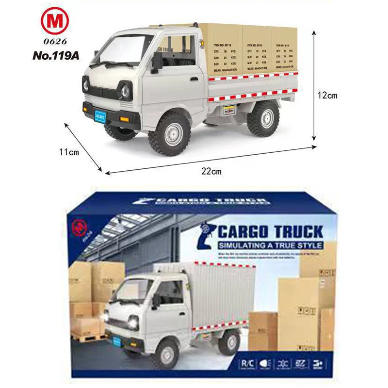 1:16 Wpl D12 Remote Control Electric Toys Rc Car Wuling Hongguang Simulation Drift Climbing Truck Led Light Cargo For Kids Gift