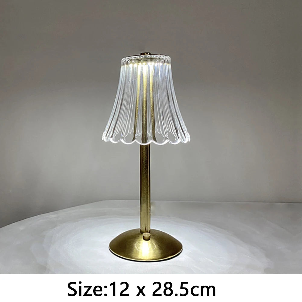 Nordic Crystal Rechargeable Table Lamp LED Bar Lamp Touch Dimmable Golden Desk Lamp Living Room Bedroom Hotel Lamp Bedside Lamp