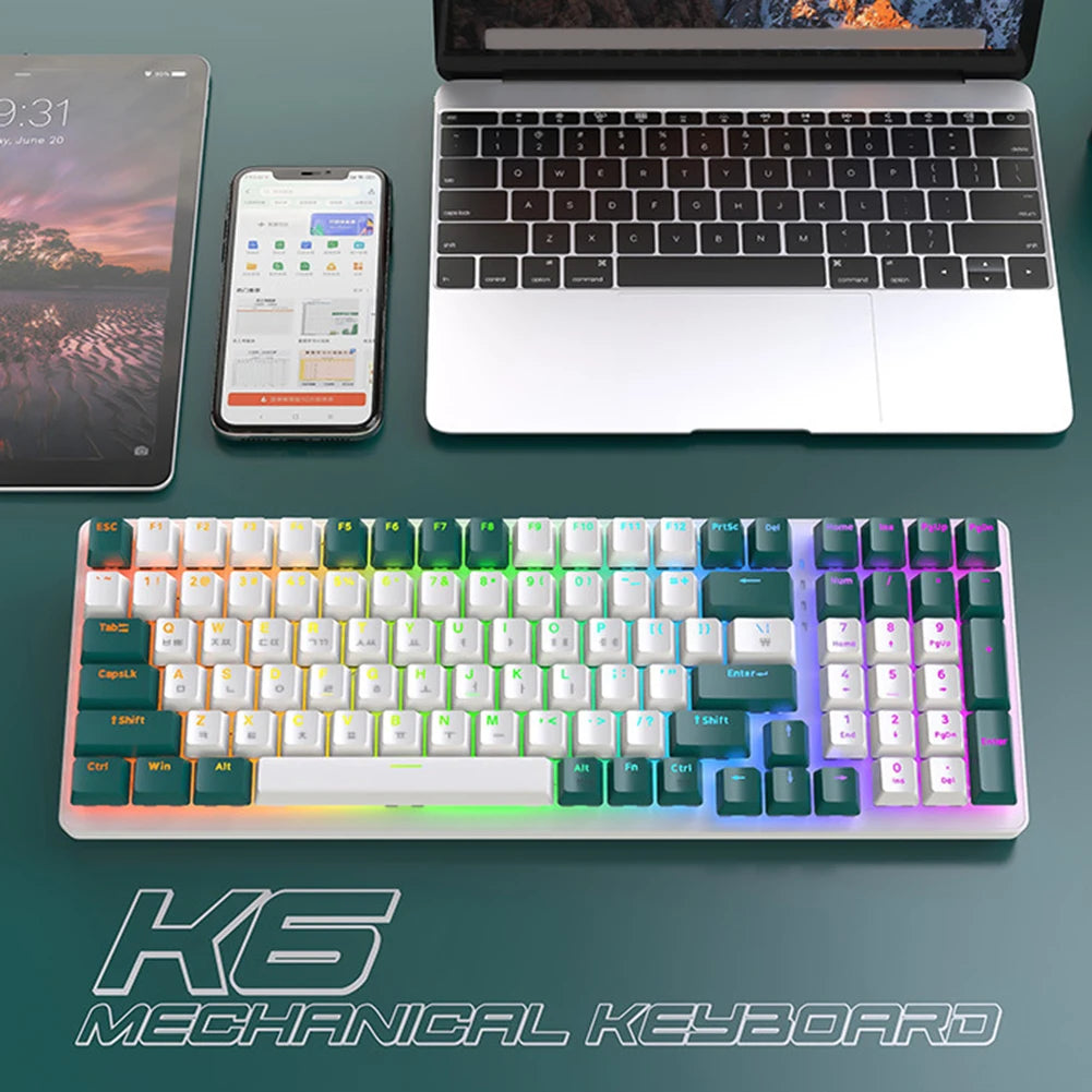 Korean K96 Mechanical Gaming Keyboard Wireless Wired Keyboard Bluetooth-compatible Gamer Keypad 100 Keys K6 Personalized Keycap