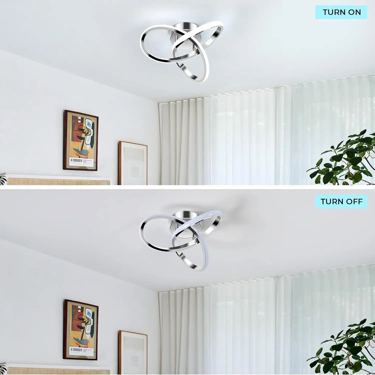 Modern LED Ceiling Light Trefoil Dimmable Black White Gold Lamp Bedroom Bedside Corridor Living Room Backgroud Home Indoor Decor