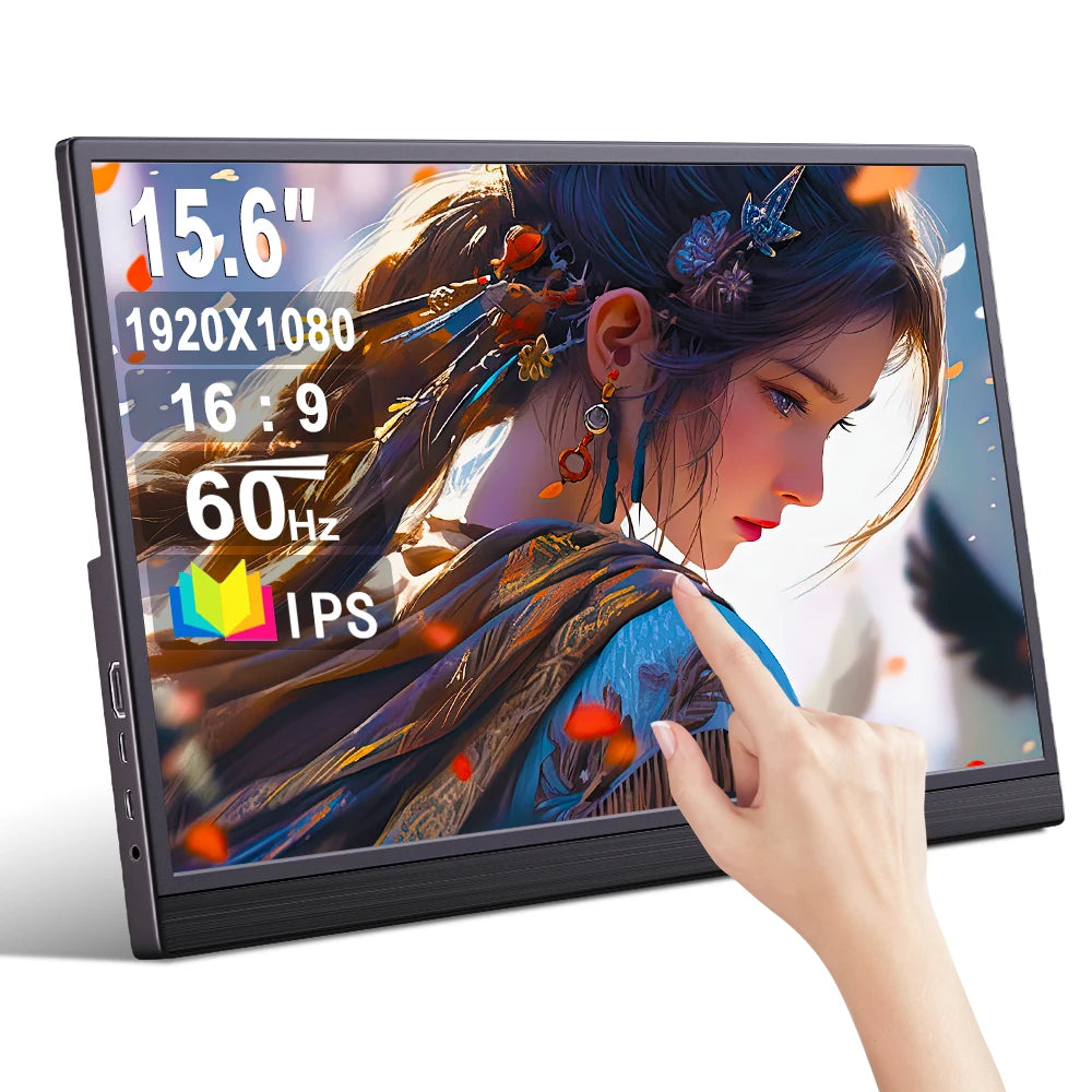 Touchscreen Portable Monitor 16/15.6/14/11.6 inch Gaming Laptop Extension Display Travel Monitor for Raspberry Pi/Laptop/PS3/PS4