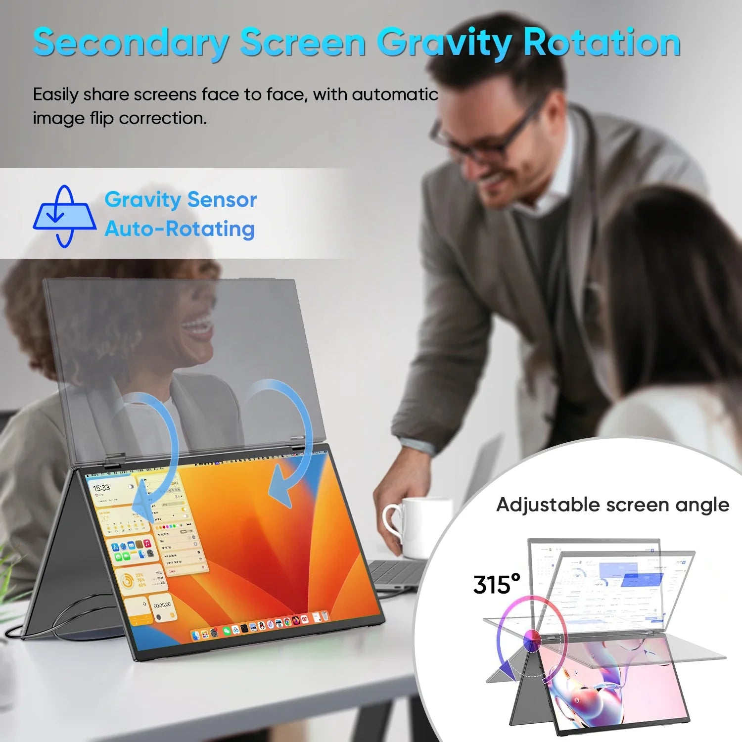 15.6 Inch FHD Dual Screen Extend LCD 1080P Monitor Portable Foldable Laptop Smart Gaming Triple Screen Display Computer Monitor