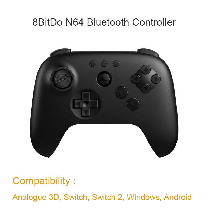 8BitDo N64 Bluetooth Controller with Hall Effect Joysticks for Analogue 3D, Switch, Switch 2, Windows, Android Game Accessories
