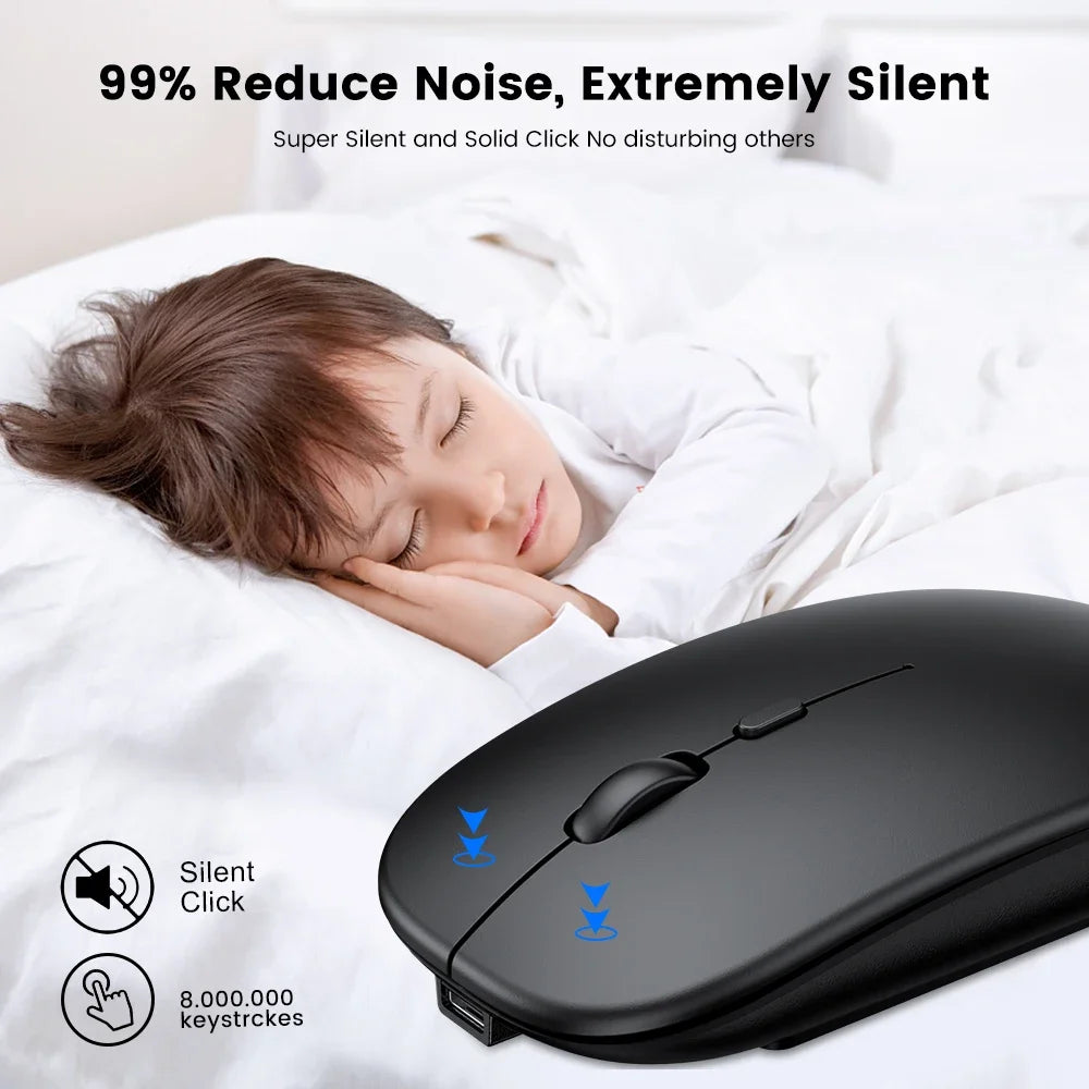 Wireless Mouse Bluetooth-Compatible Gaming Mouse (Dual Mode:BT+2.4Ghz) Ergonomic Rechargeable Mice for PC/Laptop/Macbook  ﻿