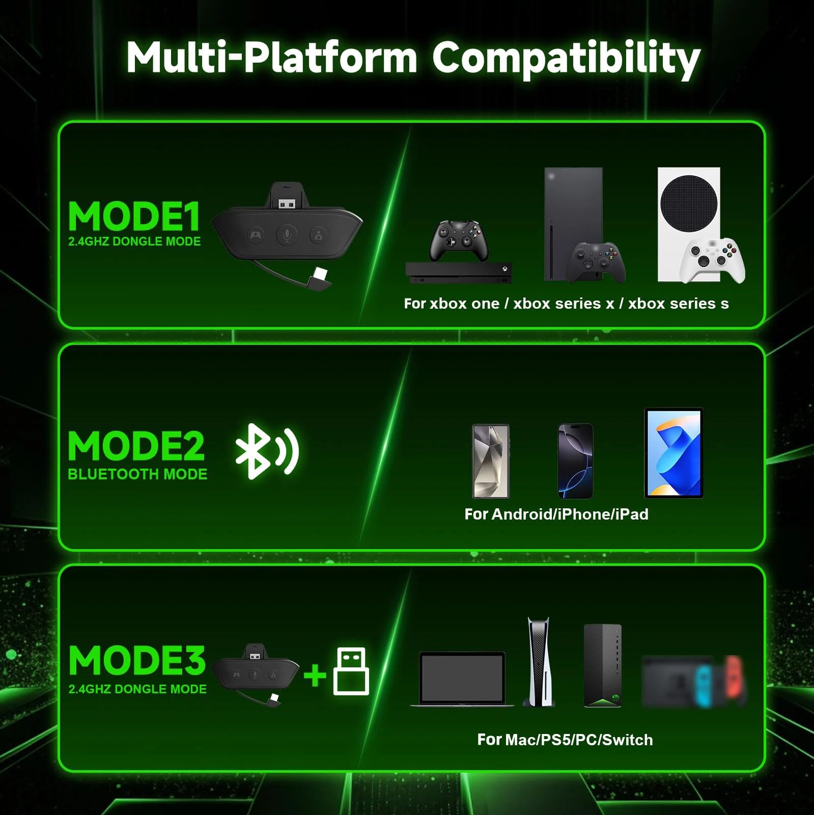 Wireless Gaming Headset for Xbox/PC/Switch Game/Chat Audio,Foldable,Detachable Mic,3D Surround Sound Plug & Play Game Headphone