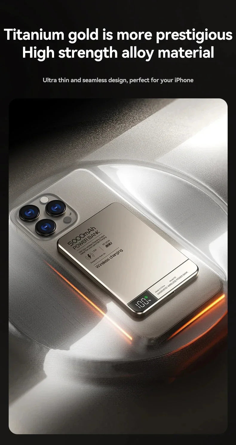 Ultra Wireless Magnetic Power Bank Travel Portable Fast Charging Capacity Digital External Battery For Magsafe IPhone CCC