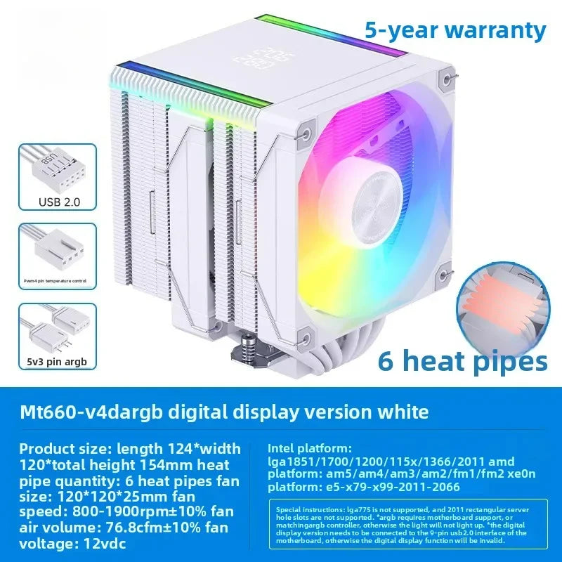 Universal CPU Air Cooler, 8 Heat Pipes Dual Tower Heatsink with Digital Display, Compatible with LGA1700/1851/AM5 Sockets