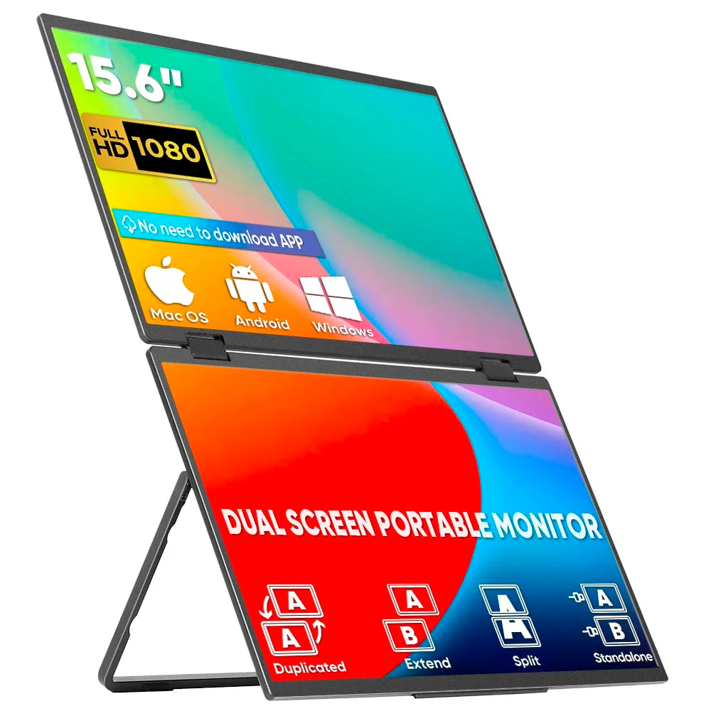 15.6 Inch FHD Dual Screen Extend LCD 1080P Monitor Portable Foldable Laptop Smart Gaming Triple Screen Display Computer Monitor