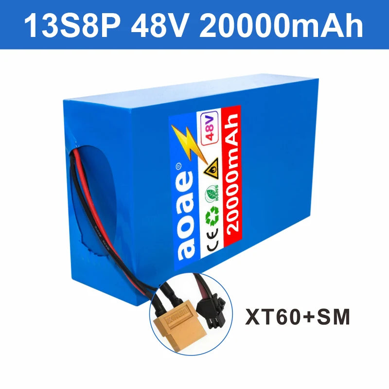 48V Battery Electric Scooter 13S8P 20Ah 18650 Grade-A Cells Battery Pack 2000W Built-in 50A BMS Long Range Safe & Durable
