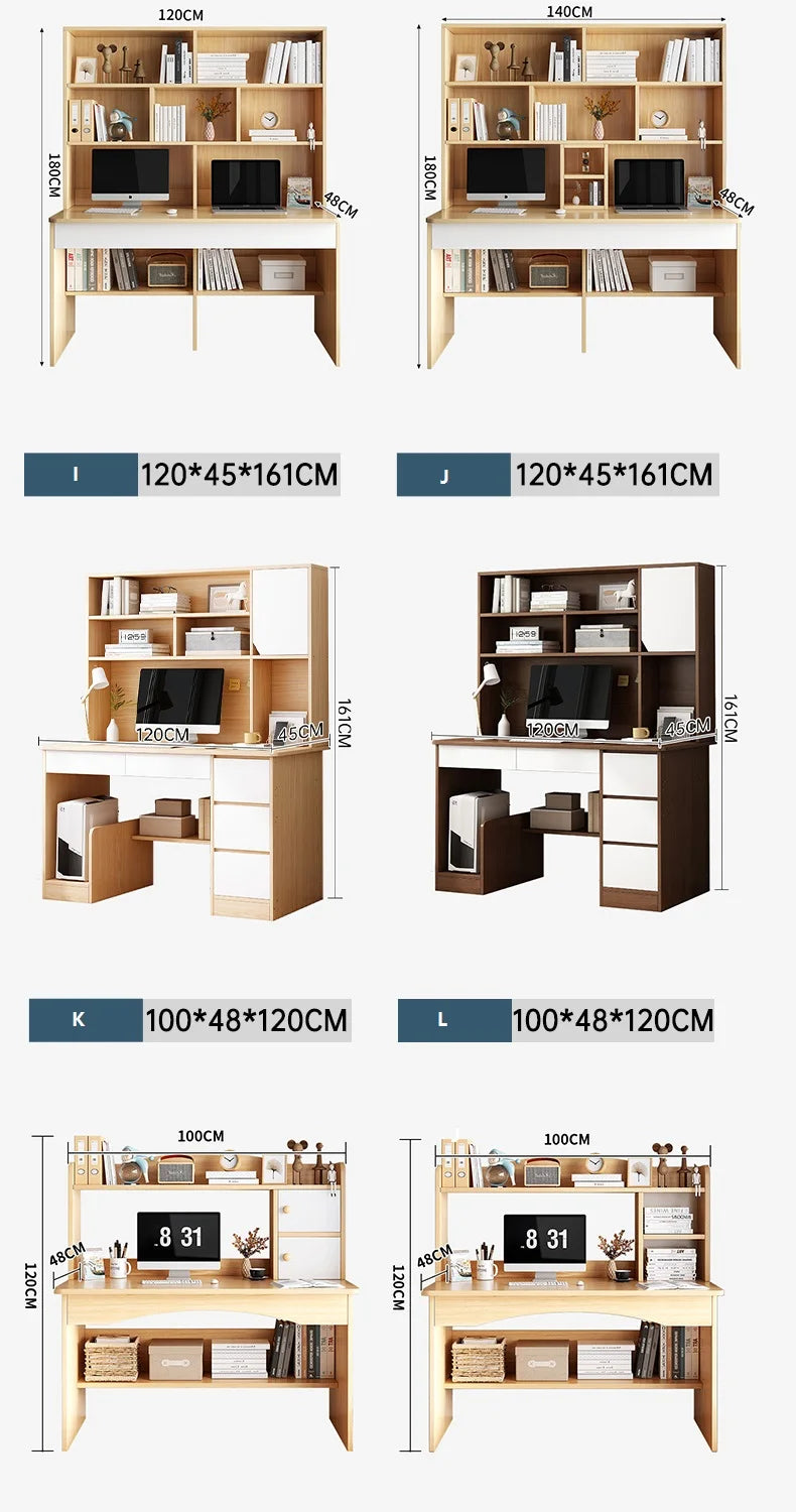 Desktop Computer Desk Desk Bookshelf Integrated Simple Office With Bookcase Combination Bedroom Student Writing Desk