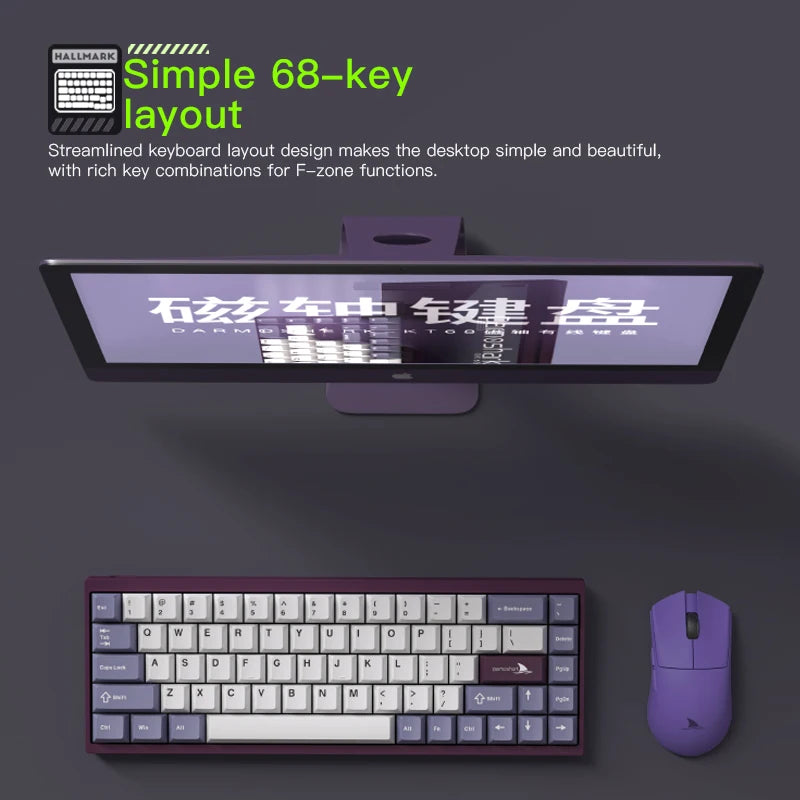 Darmoshark KT68 Pro Gaming Mechanical Keyboard Wired Hot Swap 68 Keys Aluminum Alloy Customized Magnetic Axis Kailh Switch