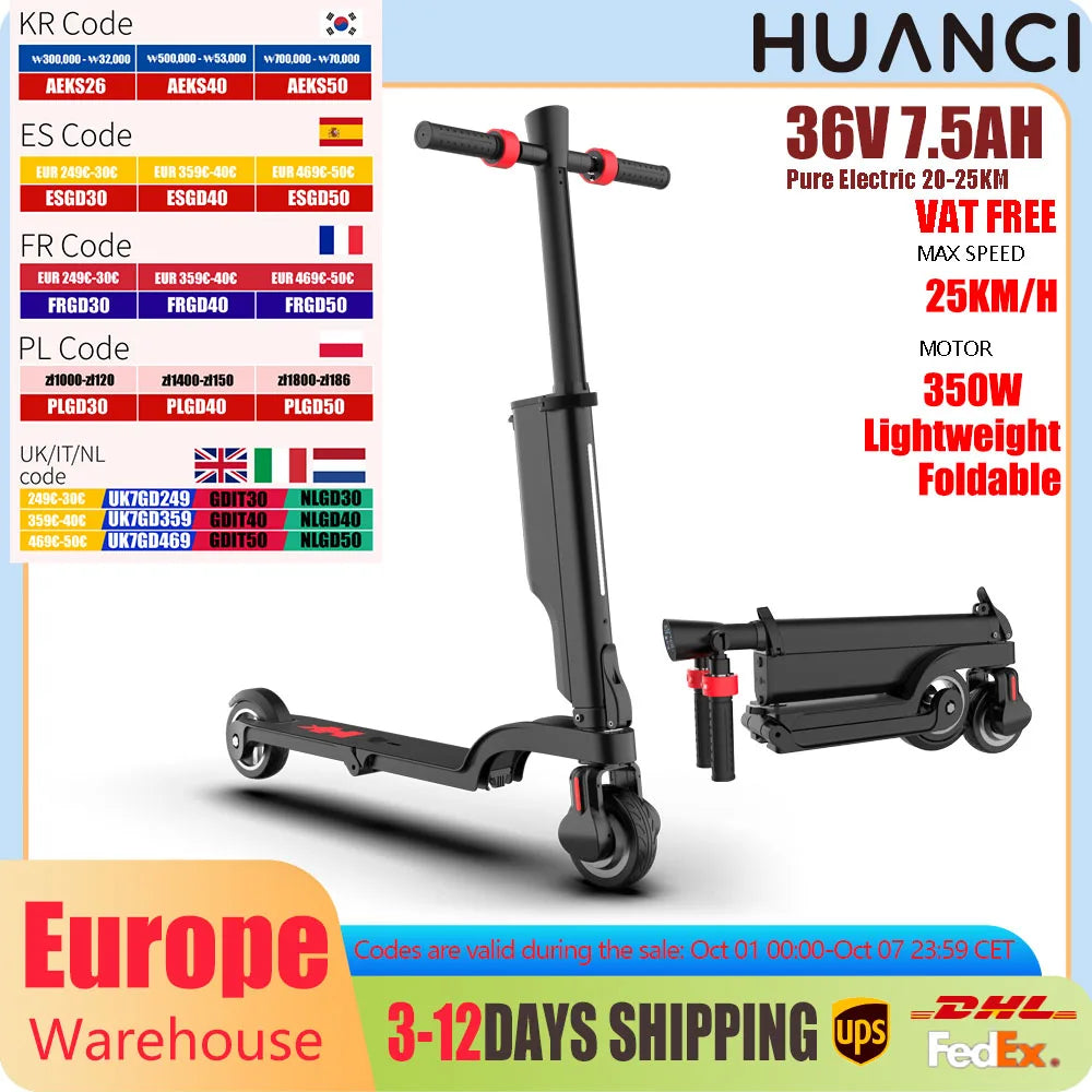 HX X6 EScooter 350W 25KM/H Foldable Electric Kick Scooter Adult Electric Scooter 7.5AH 36V EScooter For Adult Children E scooter