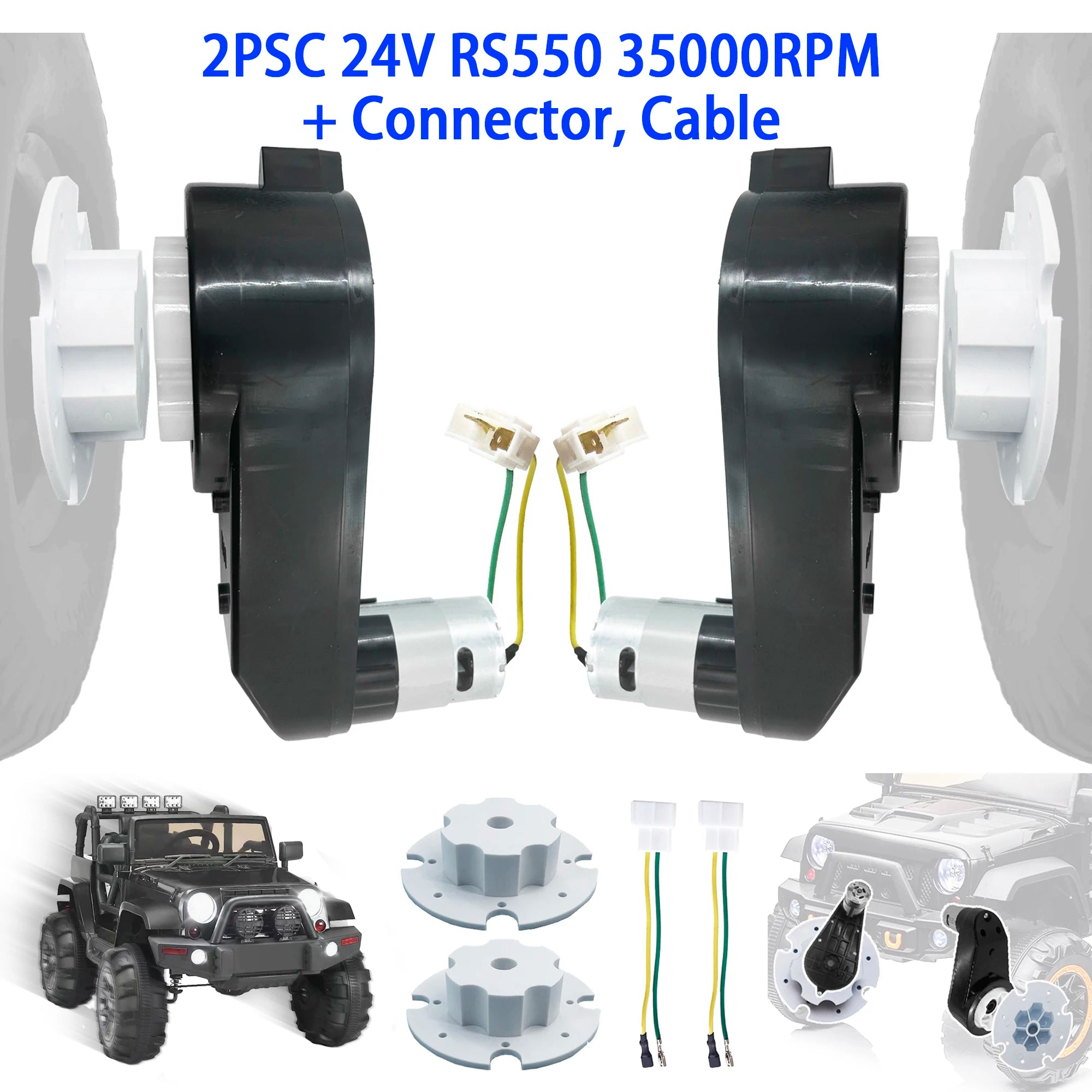 2PCS Kids Electric Car GearBox With 12V 24V High-Speed Motor, Ride On Vehicles Motor Upgrade 12V Motor Engine for Ride On Car