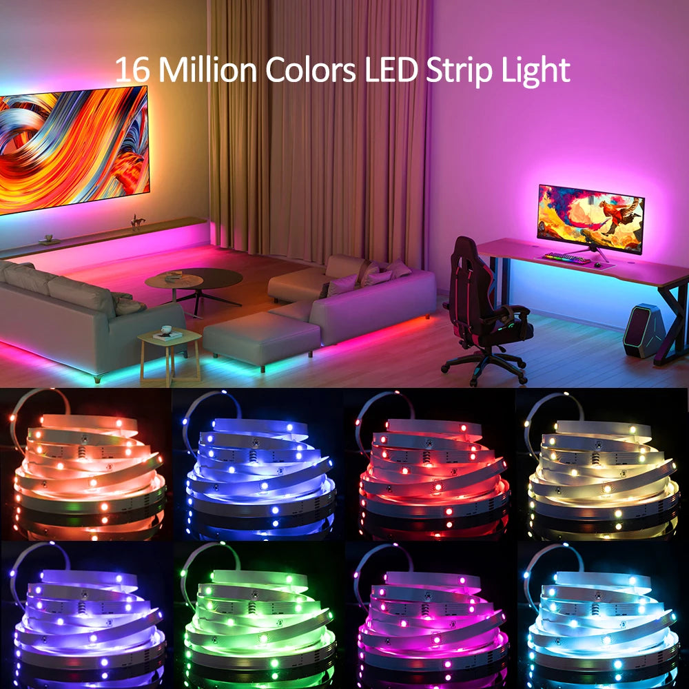 LED Strip Light 12V 18LEDS/M, RGB 5050 Lights,  Music Sync Color Changing, Built-in Mic, App Controlled LED Lights Rope Lights
