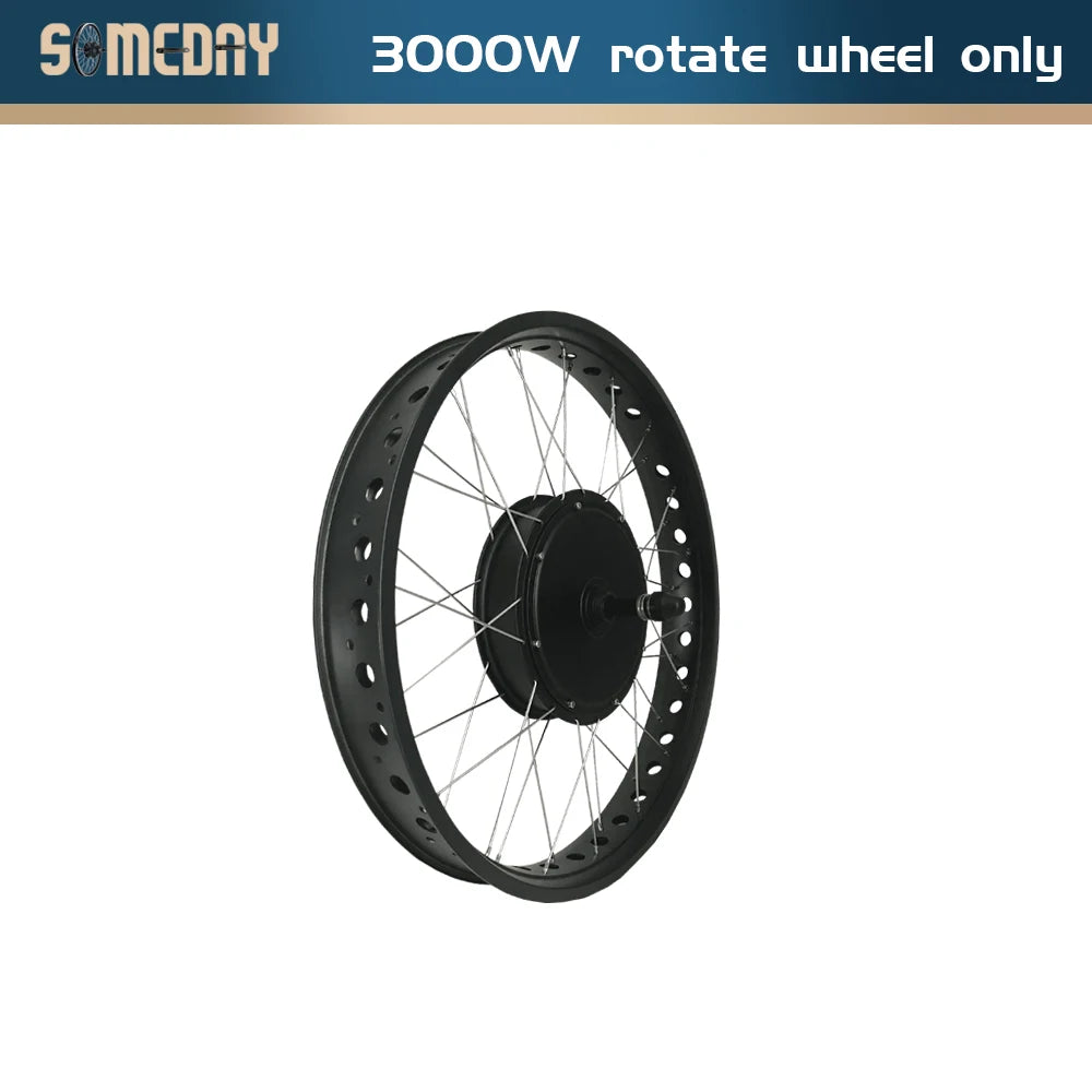 Ebike Fat Tire Conversion Kit 72V 3000W Rear Rotate Hub Motor Wheel 20/24/26 inch Dropout 170mm for Snow Electric Bicycle