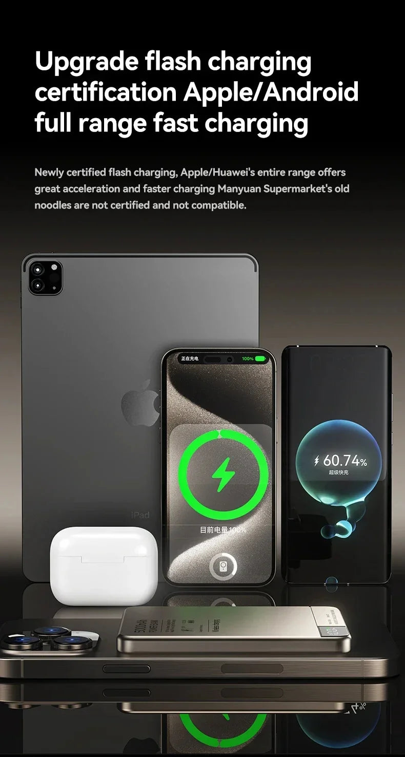 Ultra Wireless Magnetic Power Bank Travel Portable Fast Charging Capacity Digital External Battery For Magsafe IPhone CCC