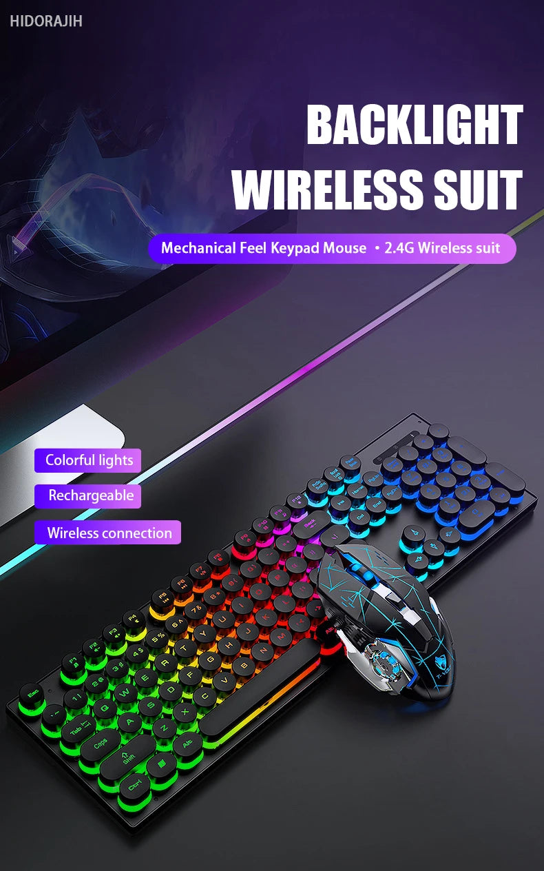 Mechanical hand feel electronic sports game business office wireless USB light keyboard set