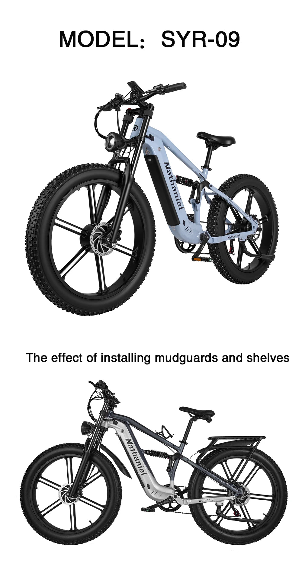 Nathaniel 2000W E-Bike SYR09 Dual Drive 26x4.0 Fat Tire 48V20AH Battery E-Mountain Bike Outdoor Sports All-Terrain Electric Bike