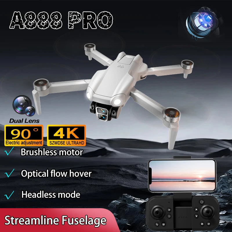 2025 New A888 PRO Drone Profesional 4K HD Cameras brushless motor Aerial Photography Optical flow Foldable Quadcopter Toys
