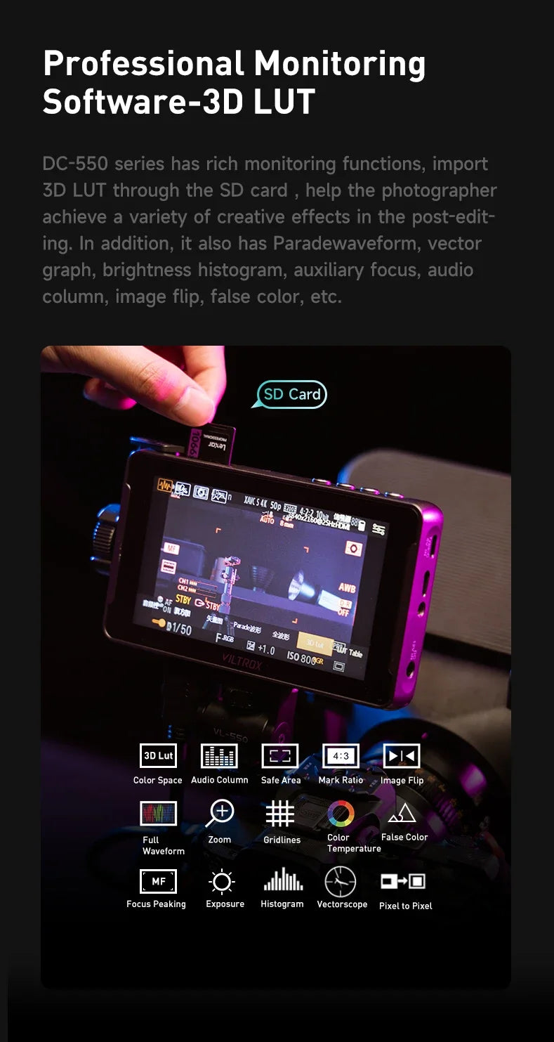 VILTROX DC 550 5.5 Inch 1920x1080 4K  Touch Screen HDMI Profissional Camera Studio Monitor 3D LUT Director Monitor