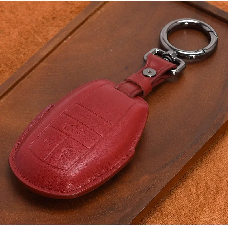 Handmade Leather Key Fob for Bentley Bentayga Continental Flying Spur Mulsanne PHEV Continental GT Cover Case Car Accessories