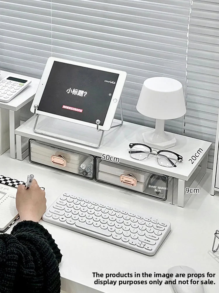 Desktop Cuter Monitor Riser Stand Office Desk Organizer Bookelf Storage Solution Simple Design Wood Material Tabletop Pl...