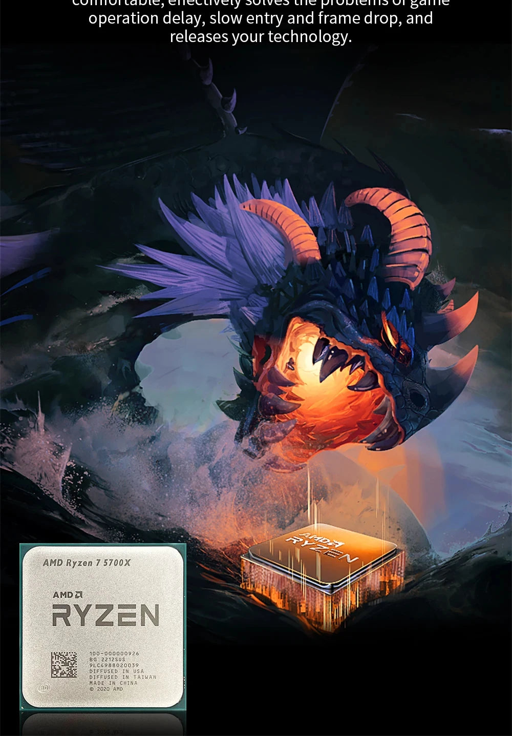 AMD Ryzen 7 5700X 8-Core 16-Thread 7NM 3.4GHz L3=32M Processor 65W Socket AM4 NEW R7 5700X Gaming CPU Processor DDR4 but without