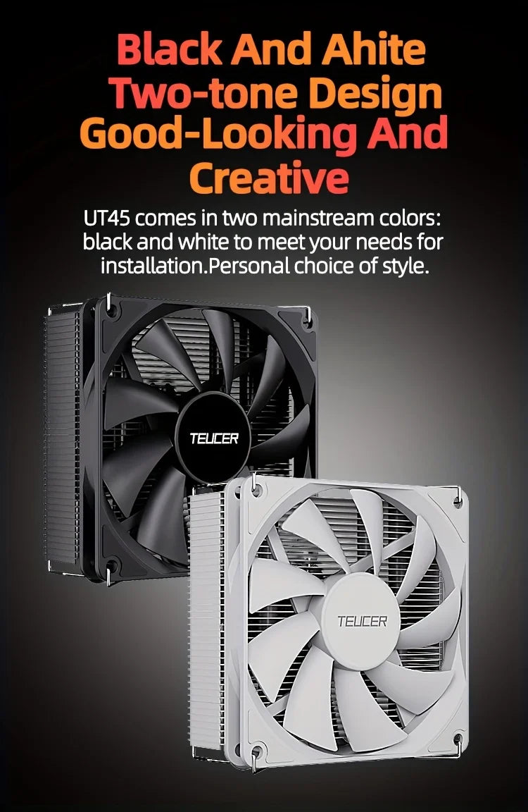 TEUCER 4.5cm Low Profile CPU Air Cooler High Performance 6 Heat Pipes for Intel LGA 1700 115X/AM4 AM5 ITX Gaming CPU Radiator