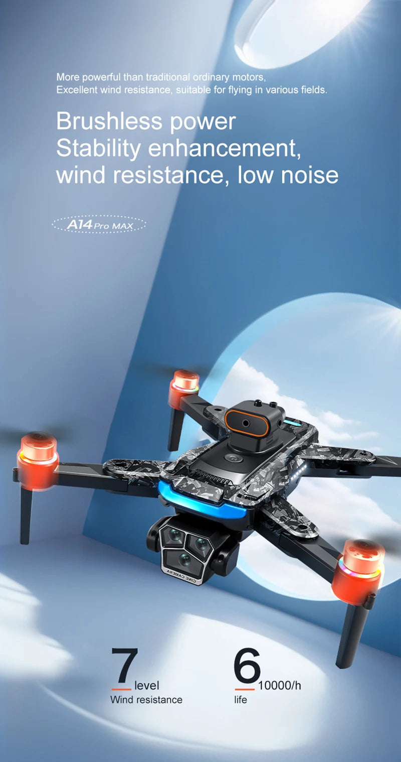 New A14ProMax 8K Drone 4.3Inch Screen Control GPS Brushless Motor Dual Camera Optical Flow Obstacle Avoidance Foldable RC UAV