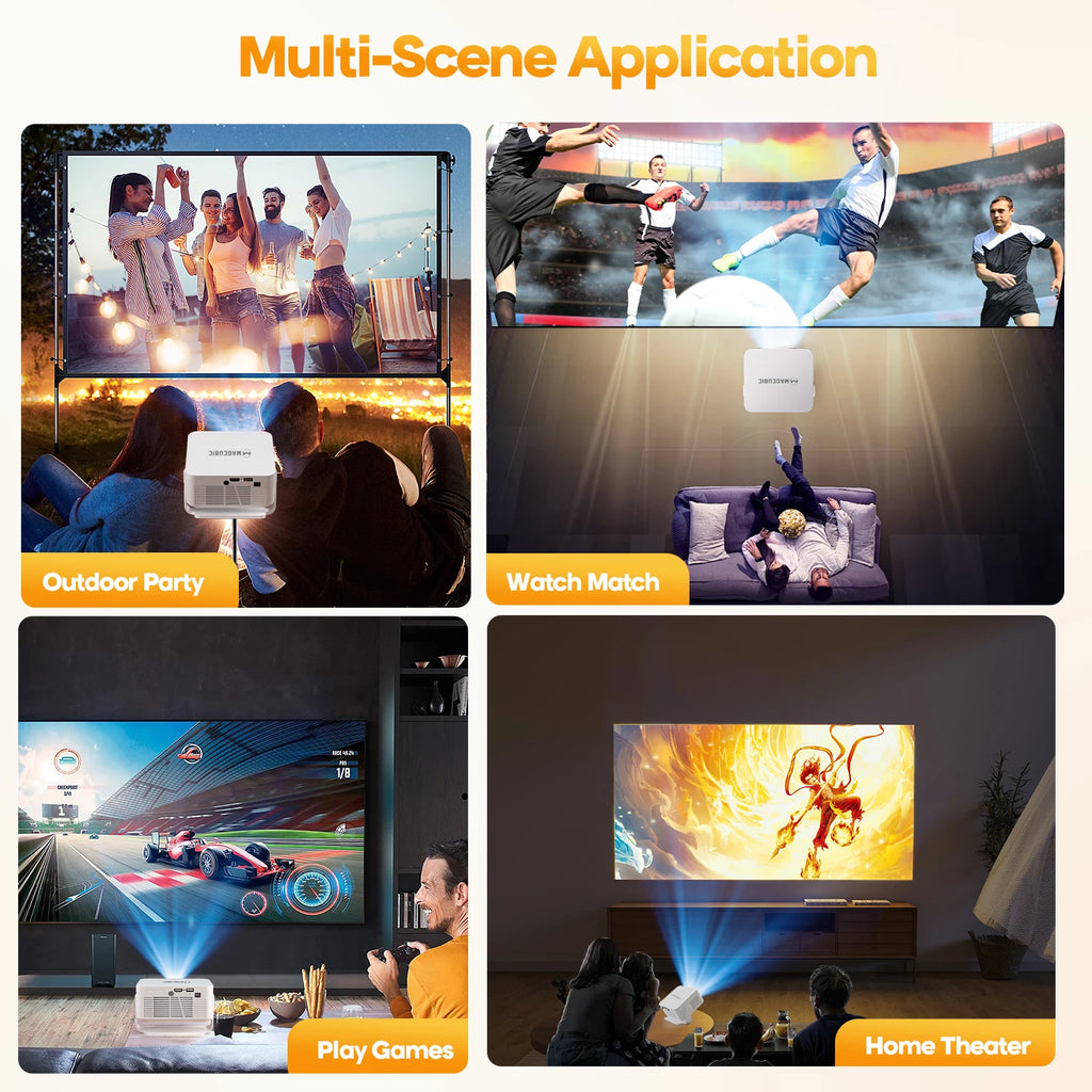 Magcubic Android 14 Auto Focus HY300MAX Portable Projector 400ANSI WiFi6 Projector Support 8K Full HD Home Outdoor Cinema HY300