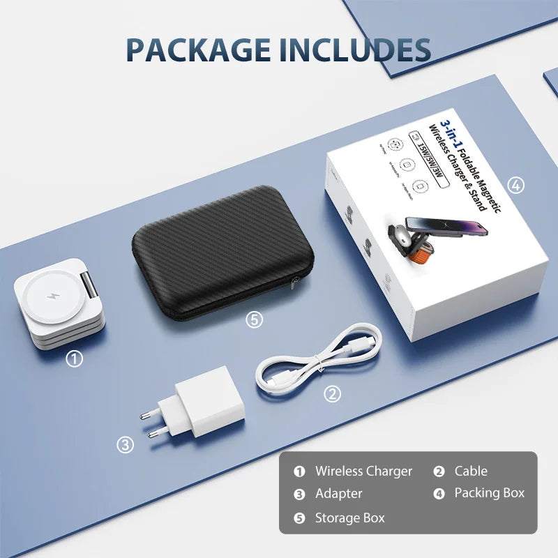 KUXIU X55 Magsafe Wireless Charging Station for iPhone 17 16 15 14 13 12 Pro/Max,5W for iWatch, AirPods,Foldable Phone Hold