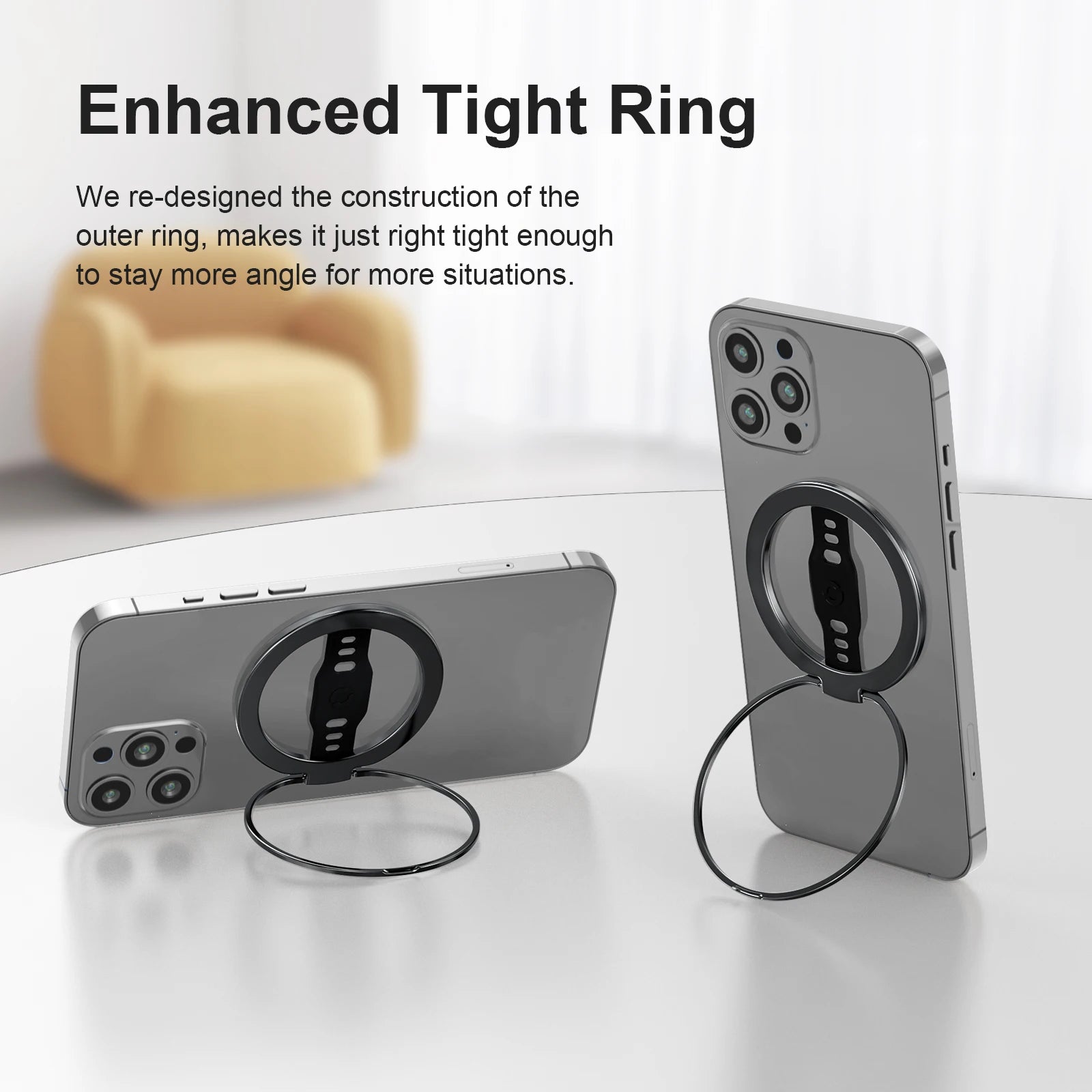 EWA Compatible with MagSafe Wireless Charging Phone Grip Stand with Silicone Finger Strap Removable Magnetic Ring Holder