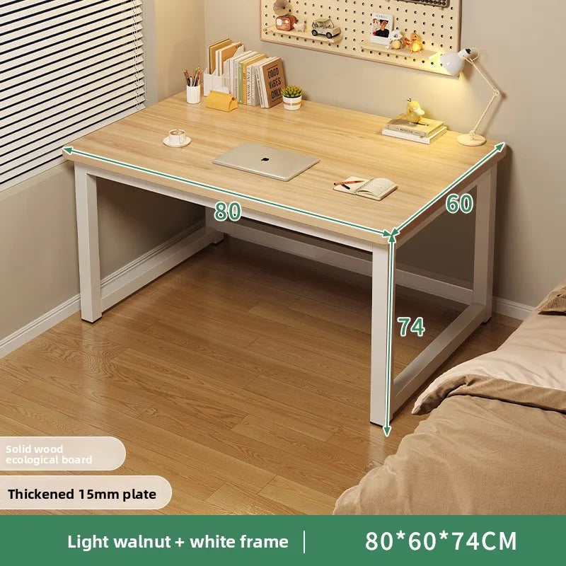 80/100/120/140/160cm Office Desk 15mm Wood Desktop Computer Table with Steel Frame Study Writing Desk for Home Office Workspace