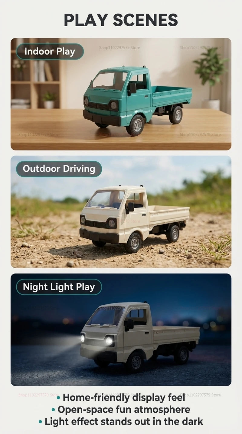 1:16 RC Car Drift Truck With LED Lights Spray Function Remote Control Off-Road Climbing Toys For Kids Boys Outdoor Play Gifts