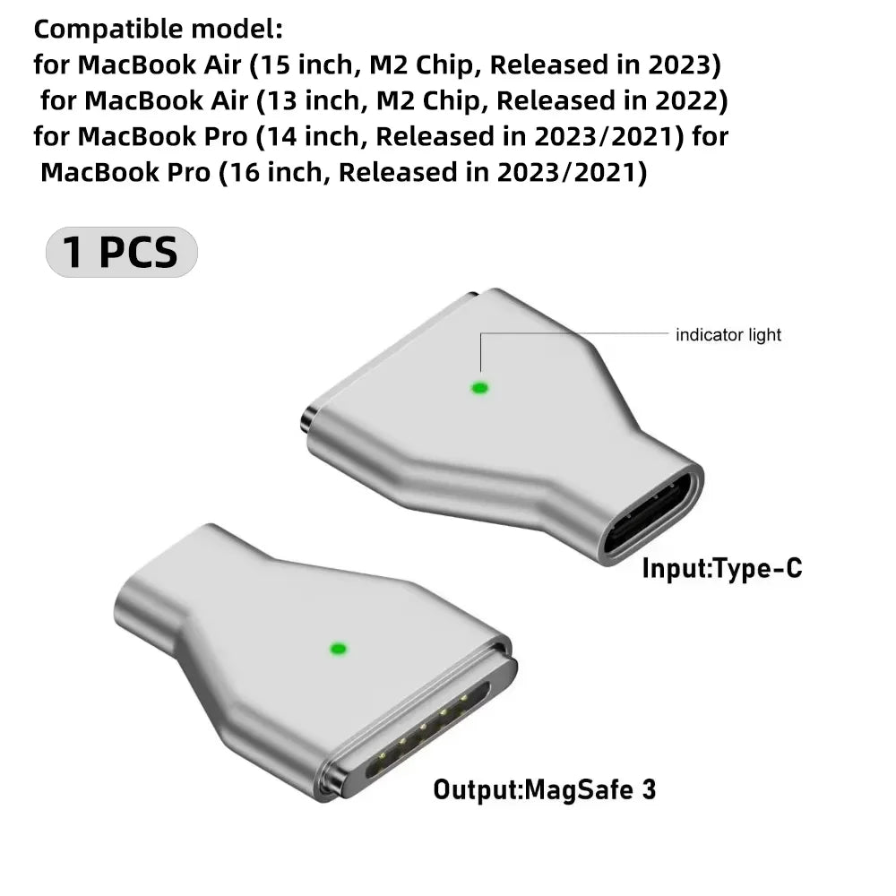 2M USB Type C to Magsafe 3 Magnetic Charger Cord Laptop Charging Cable Converter PD 140W for MacBook Air/Pro A2442 A2485 A2681